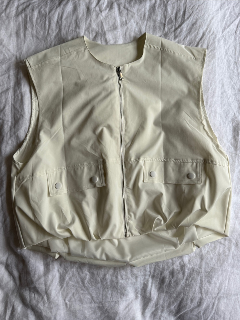 White Zip-Front Sleeveless Vest